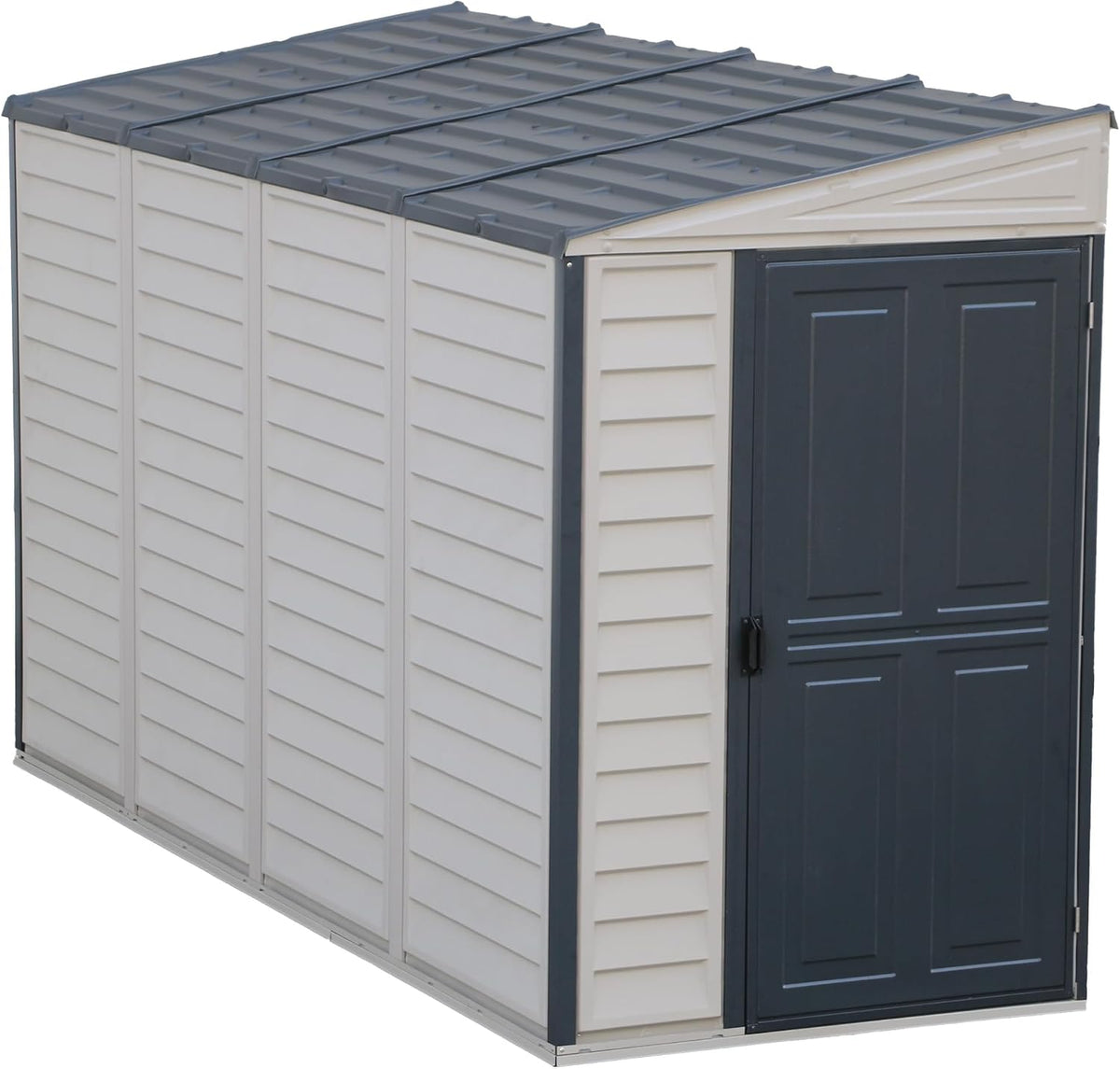 Duramax Abris de jardin, 1,2 x 3 m – Gris/Blanc | SideMate Abri de jardin en résine PVC avec kit de fondation