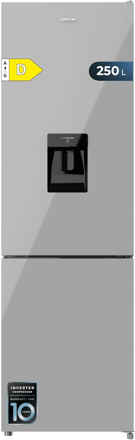 réfrigérateur Cecotec – frigo | 250 L, Gris – Combi Bolero CoolMarket 250 WD Grey Glass D. Capacité | compresseur Inverter Plus