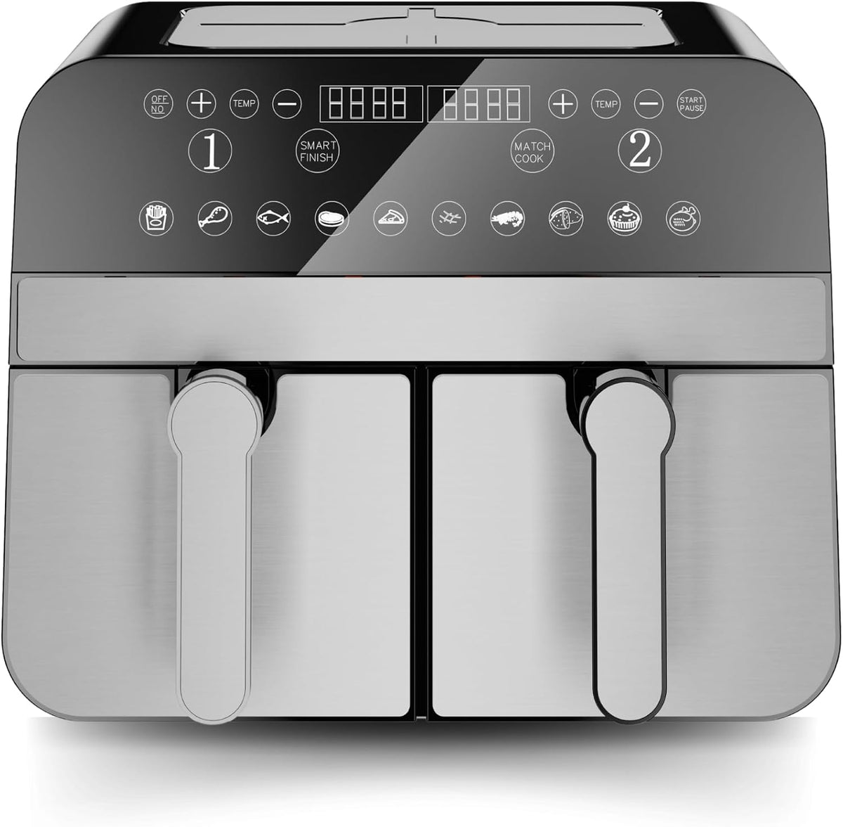 Comfy Nest friteuse à air chaud, 2400 W – 9 L | Argent, CNAFD45NS – Air Fryer | numérique double panier en acier inoxydable