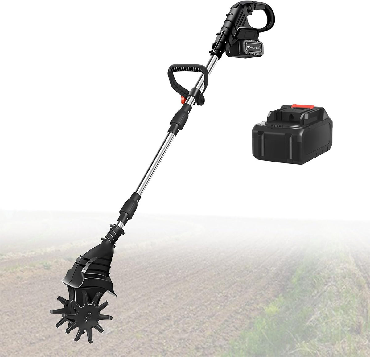 motoculteur LwiftGal | 140 cm x 28 cm, 21 V – 25Cm | 20Cm, Noir/Argent – Sans Fil Avec Batterie | éLectrique Pour Jardin Et Cour