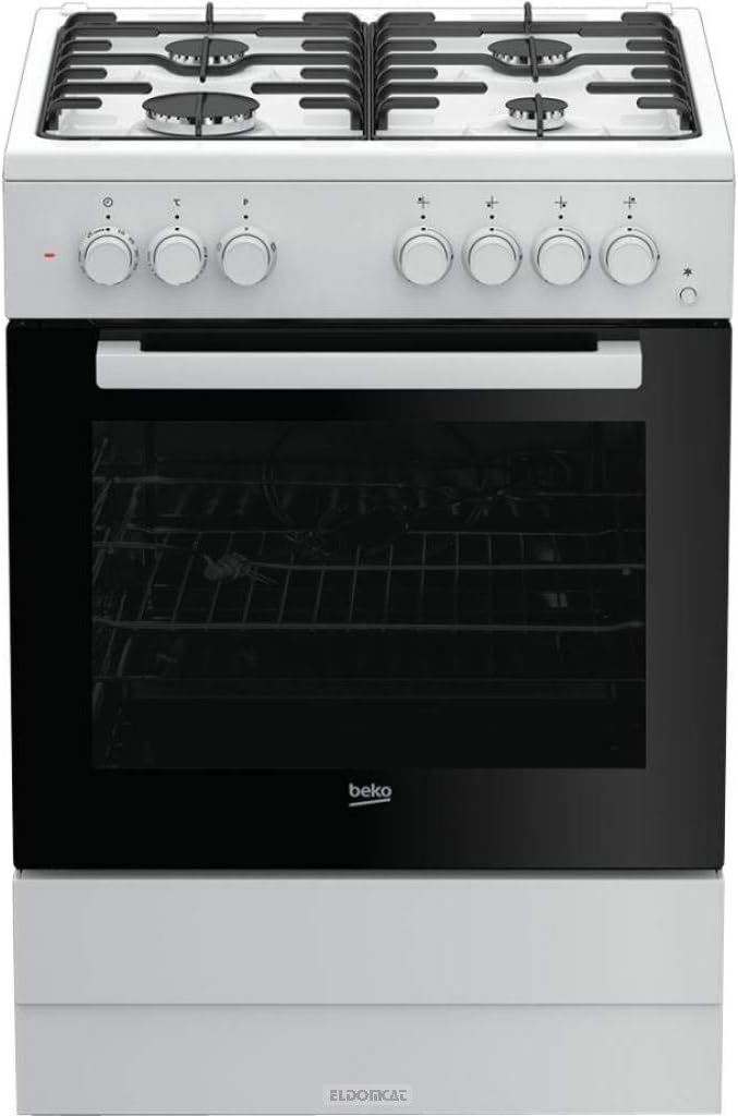 Cuisinières Beko | Blanc/Noir, En haut devant – Cuisinière à gaz | Moyenne)
