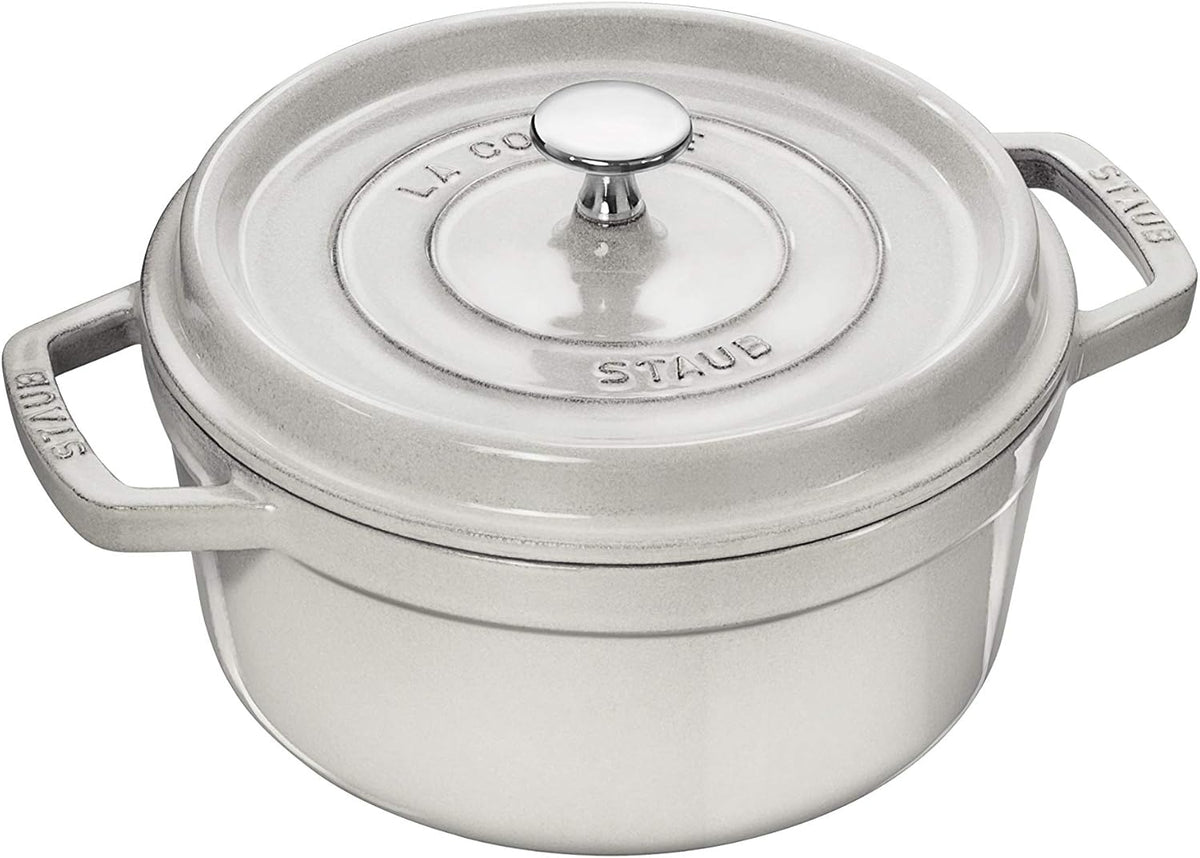 Cocottes STAUB – 22 CM | Blanc, COCOTTE Truffe he en Fonte avec Picots Ronde