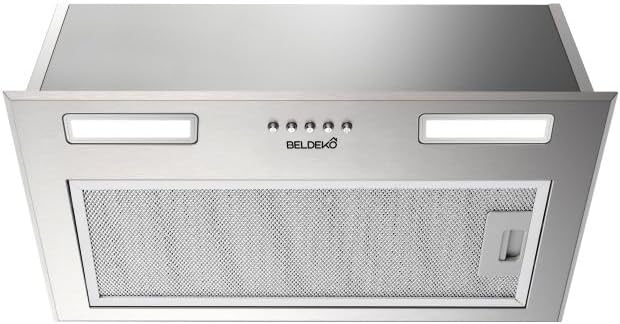 Hottes aspirantes BELDEKO | 52 cm, 335 m – Argent | Groupe filtrant encastrable, evacuation ou recyclage – débit ³/h