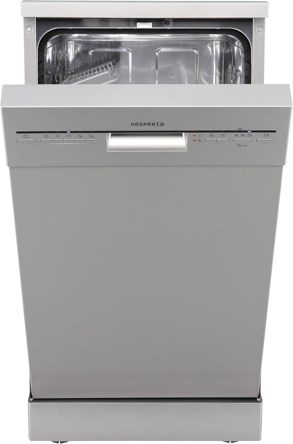 Respekta Lave-vaisselles posables, 45 cm – 49 dB | Argenté, Lave-vaisselle Bena – pose libre | 5 programmes, départ différé
