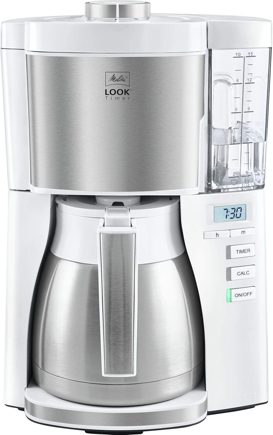 machine à café Melitta | cafetière, 1X4 – 1080 W | Blanc/Acier Brossé, 1.25 liters