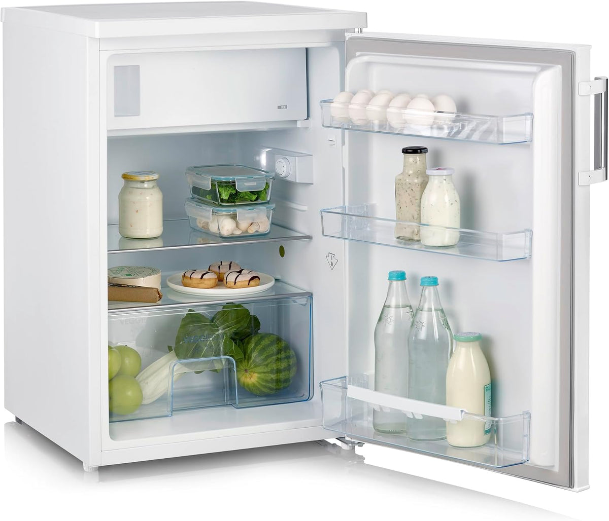 Severin mini réfrigérateur, frigo – 56 cm | 120 Litres, 37 dB – Blanc | Réfrigérateur Table Top, Pose libre – Réfrigérateur compact de largeur