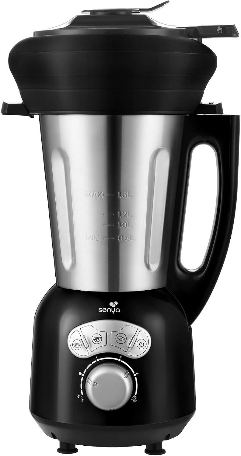 blender Senya – 1,5 L | 1400 W, 2 L – Noir/Argent | Chauffant Inox Cook & Ice V3 Noir, Mixeur Soupe Veloutée/Moulinée