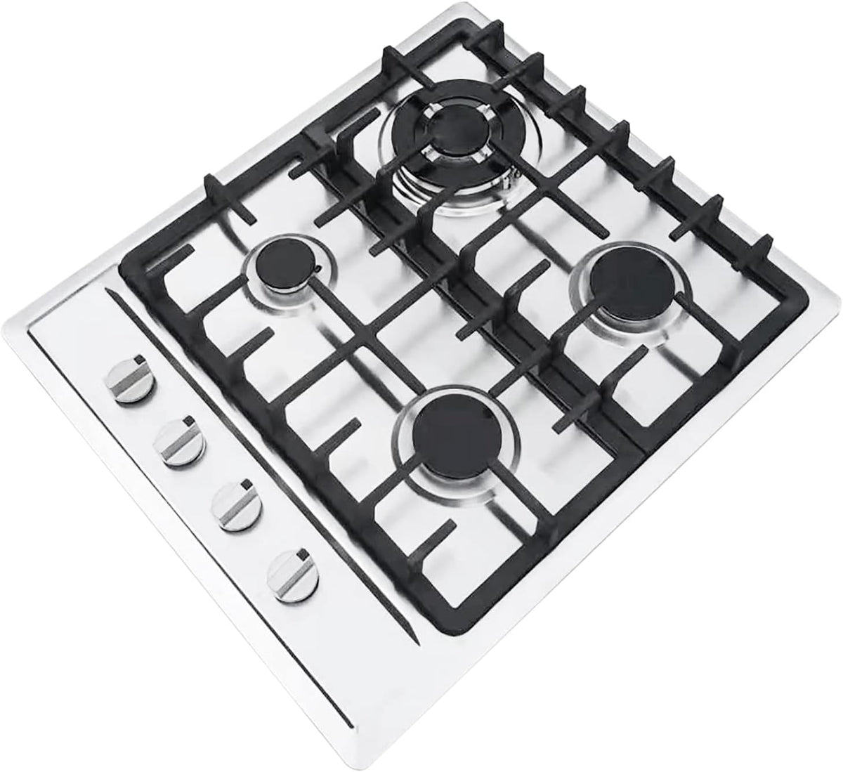 table de cuisson FortyFor | 590 × 510 mm, 3,0 kW 2 + 1,75 kW + 1,0 kW – acier inoxydable | Argent/Noir, Plaque de cuisson à gaz